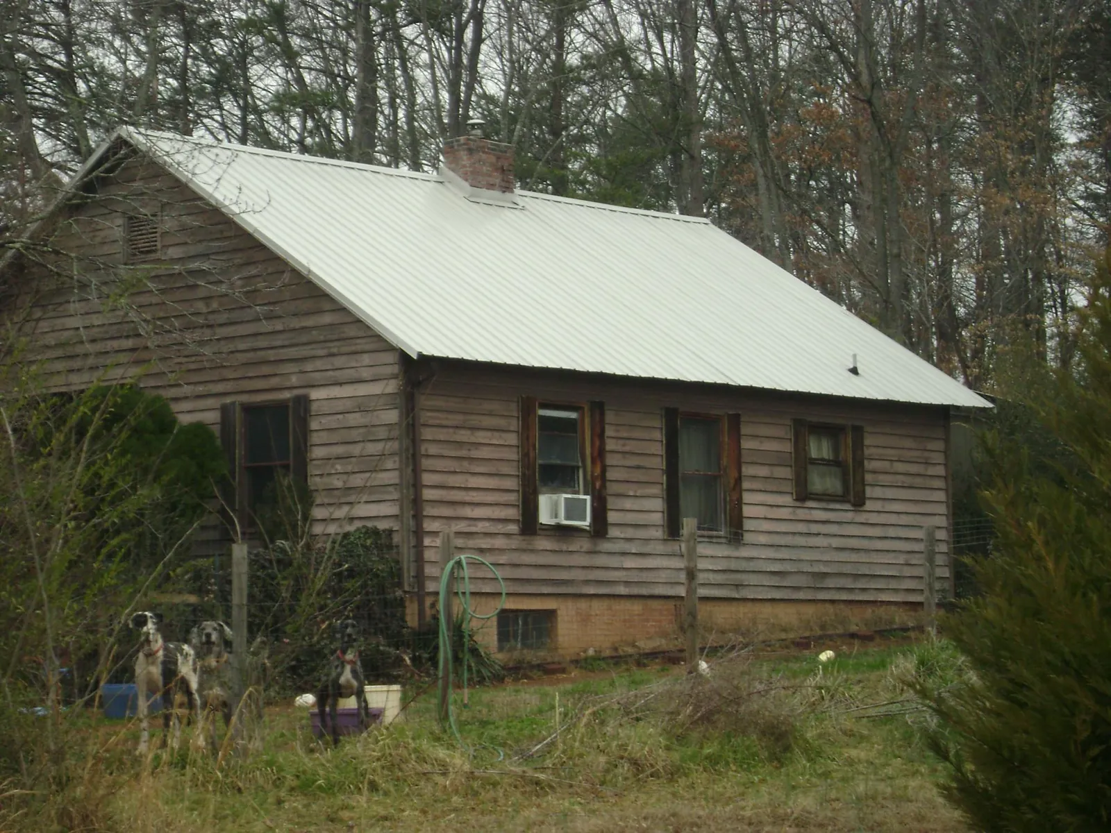 White metal roof on an old wood sided farmhouse, from a Asphalt Shingle Roof Repair job in Malden